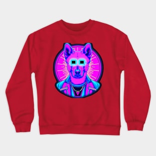 Akbash Vintage Retro Cyberpunk Dog Illustration Crewneck Sweatshirt